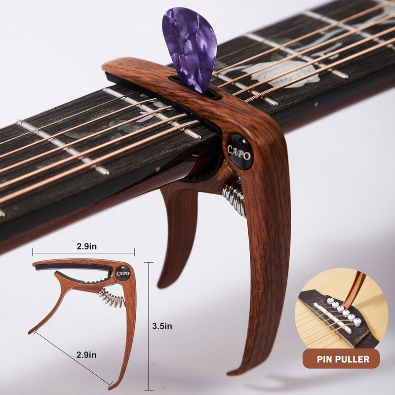 PPOPPO 40 41 42 Inch Acoustic Guitar Gig Bag (Oxford Fabric, 0.35" Padding & Water Resistance, Black) + 3-in-1 Guitar Capo (Heavy Zinc Alloy, Tuning/Pick Holder/String Pin Lifter) + 5 Picks - Image 3
